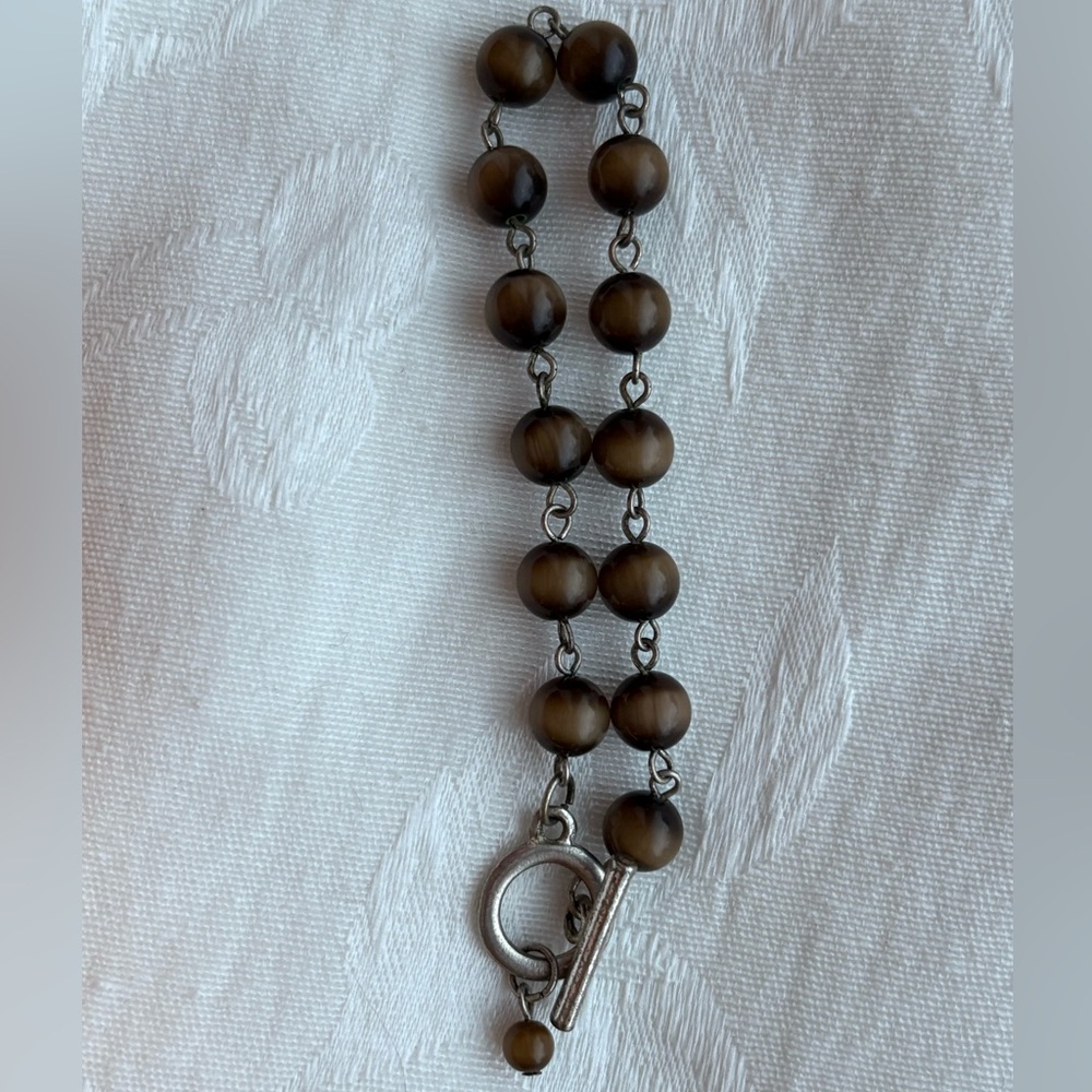 Tigers Eye Silver Beaded Bracelet - Picture 4 of 4